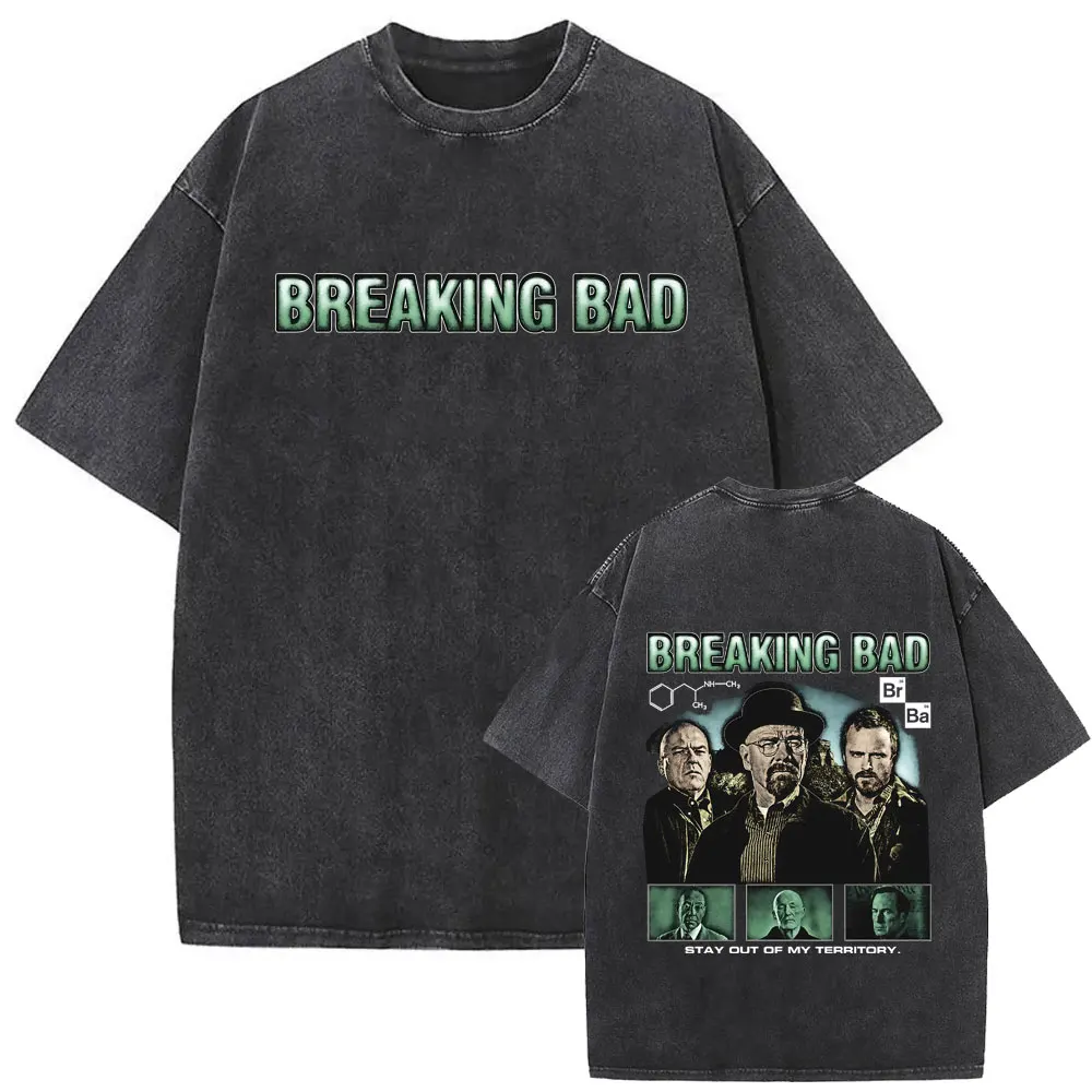 Heisenberg TV Breaking Bad Stay Out of My Territory Vintage Washed T-Shirt Better Call Saul Grafik-T-Shirt Herren Baumwoll-T-Shirts