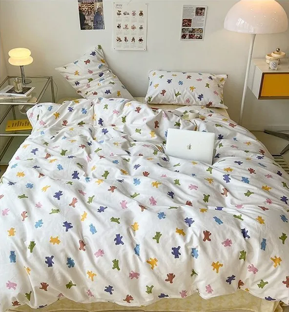 편안함과 스타일이 만나는 녹색 격자 이불 커버 세트