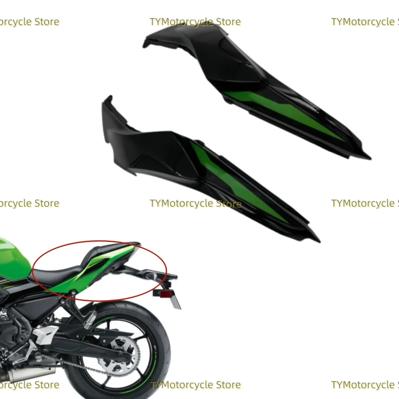 

Bright Black Rear Passenger Seat Cover Side Panel Fairing Cowl Fit for Kawasaki Ninja 650 Ninja650 2017-2023 Z650 2017-2019