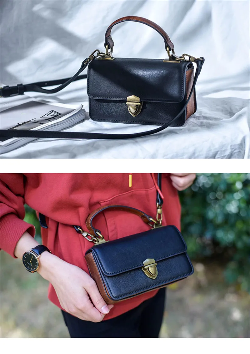 PNDME Mode Vintage Echtes Leder Damen Mini Handtasche Wochenende Täglich Party Natürliche Rindsleder Damen Niedliche Kleine Umhängetaschen – Detail 9
