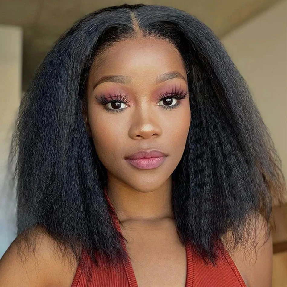 Kinky Straight Short Bob Wigs for Black Women