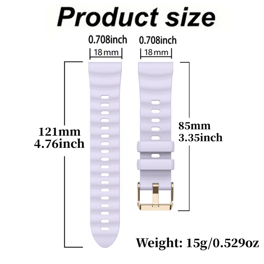 Premium 18mm Silicone Watch Band - Elegant Bracelet Wristband Strap