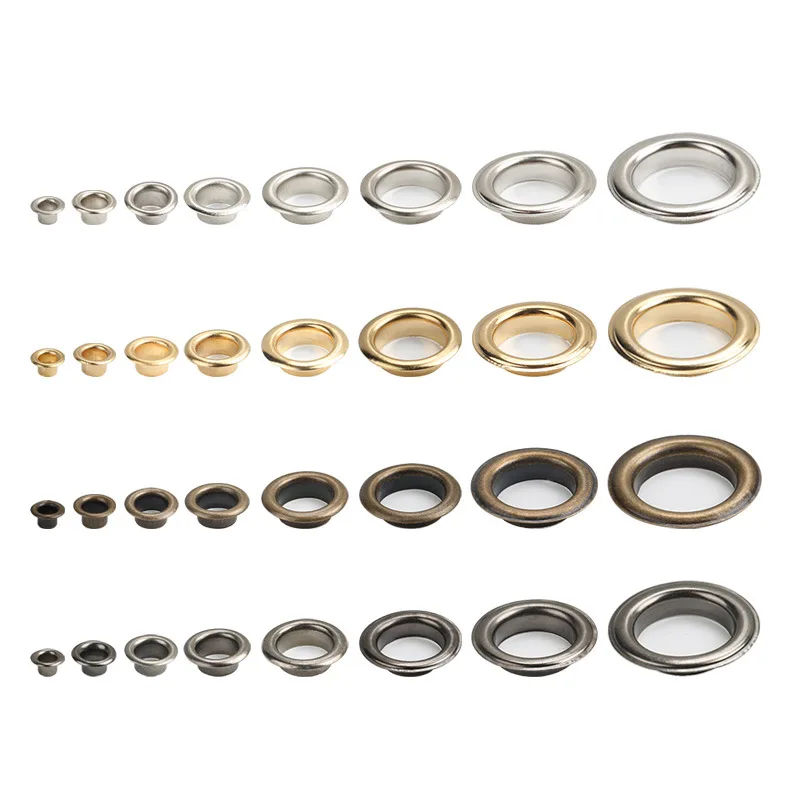 100sets Bronze 3mm-20mm Brass Eyelet Grommet with Washer Leather Round Eye Rings For Shoes Bag Belt Hat Curtain Scrapbooking
