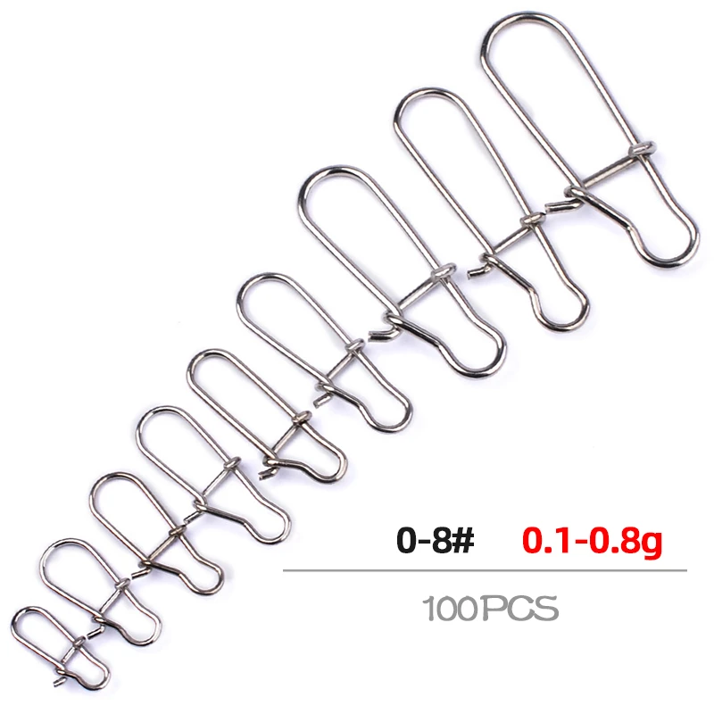 

100pcs/lot Stainless steel super strong pin fishing bait pin Stainless Steel Fast Clip Lock Swivel Solid Rings Fishing Hooks