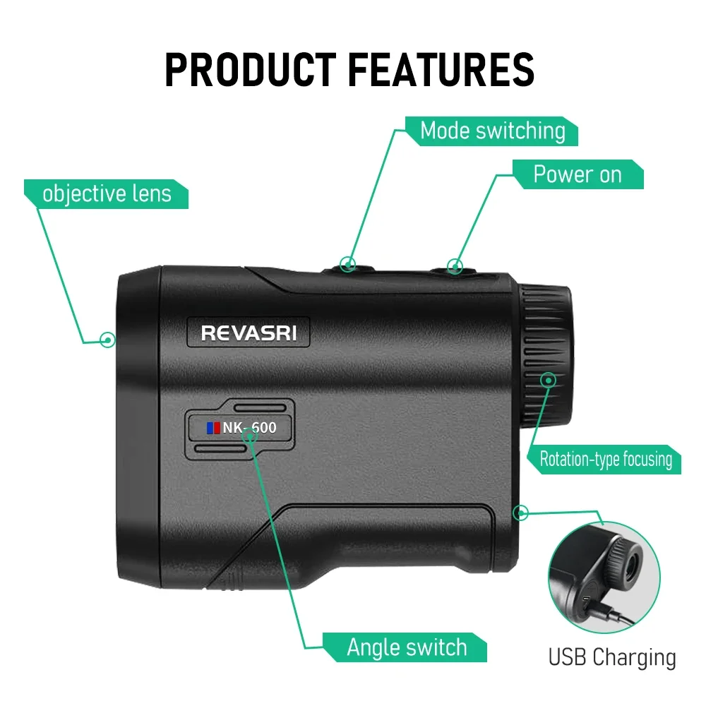 REVASRI 600M Golf Rangefinder – Slope, Flag Lock, Vibration & USB-C Rechargeable 5