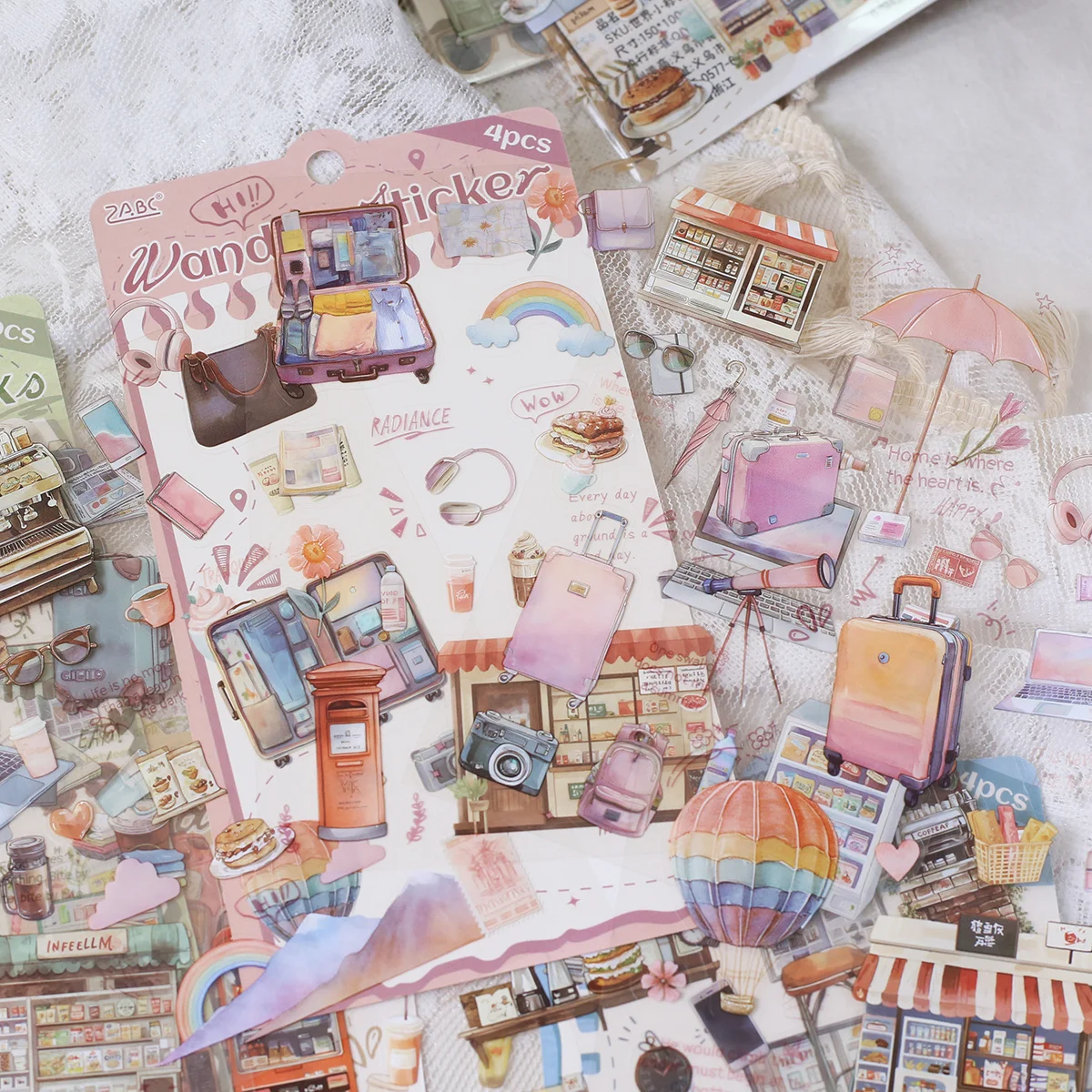 4장 PET 창의적인 스티커 미리 자른 투명 스크랩북 스티커 다이어리 장식 DIY 공예 정크 저널링 스티커