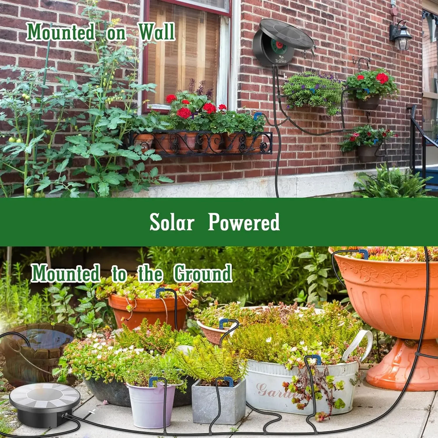 Solar Automatic Drip Irrigation System Kit for Garden Outdoor/Indoor DIY Gardening Water, Plant Watering System with Anti-Siphon - 5