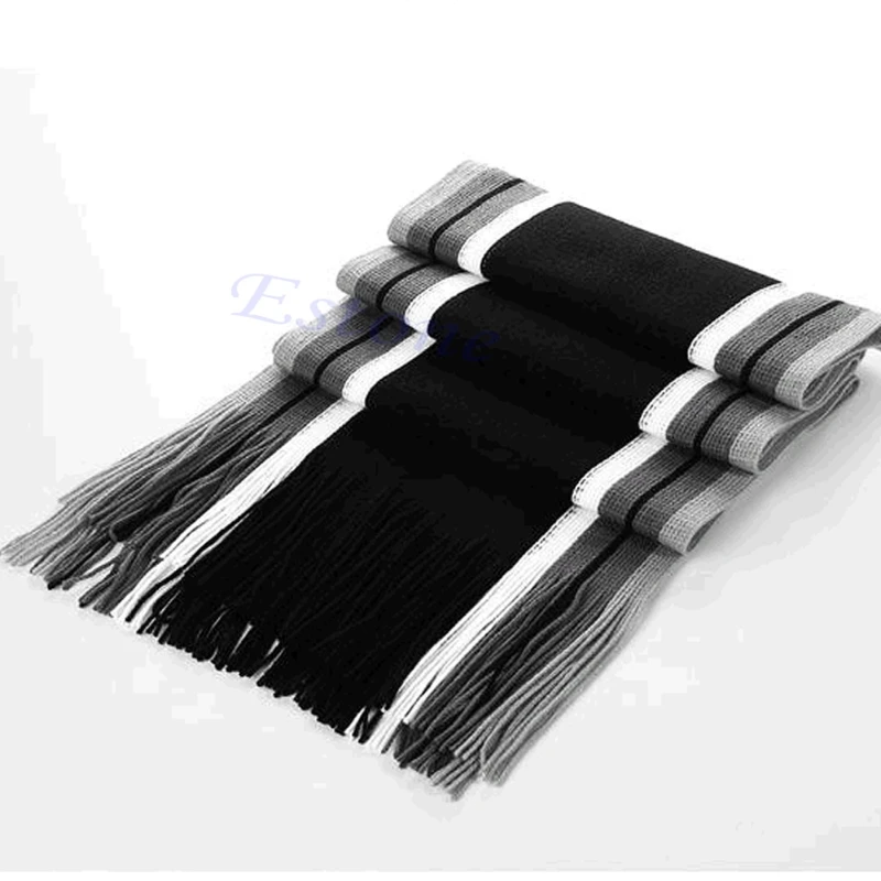 Men's Striped Cashmere Shawl Winter Warm Long Fringe Tassel Scarf winter accessories