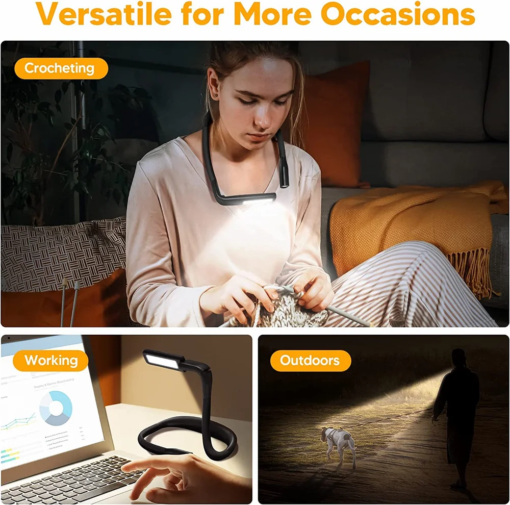 

D2 2000mAh Usb Rechargeable Neck Reading Light Bed Flexible Led Book Light Eye-friendly LED Booklight Reading Lamp Night Light