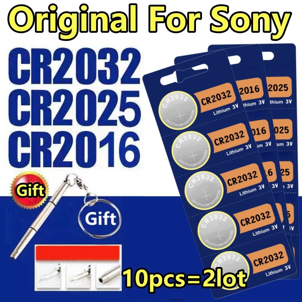 10 Pz Per Sony Cr2032 Cr2016 Cr2025 Cr 2032 Batteria Dl2025 Auto Telecomando Orologio Scheda Madre Pulsante Scala Celle A Bottone
