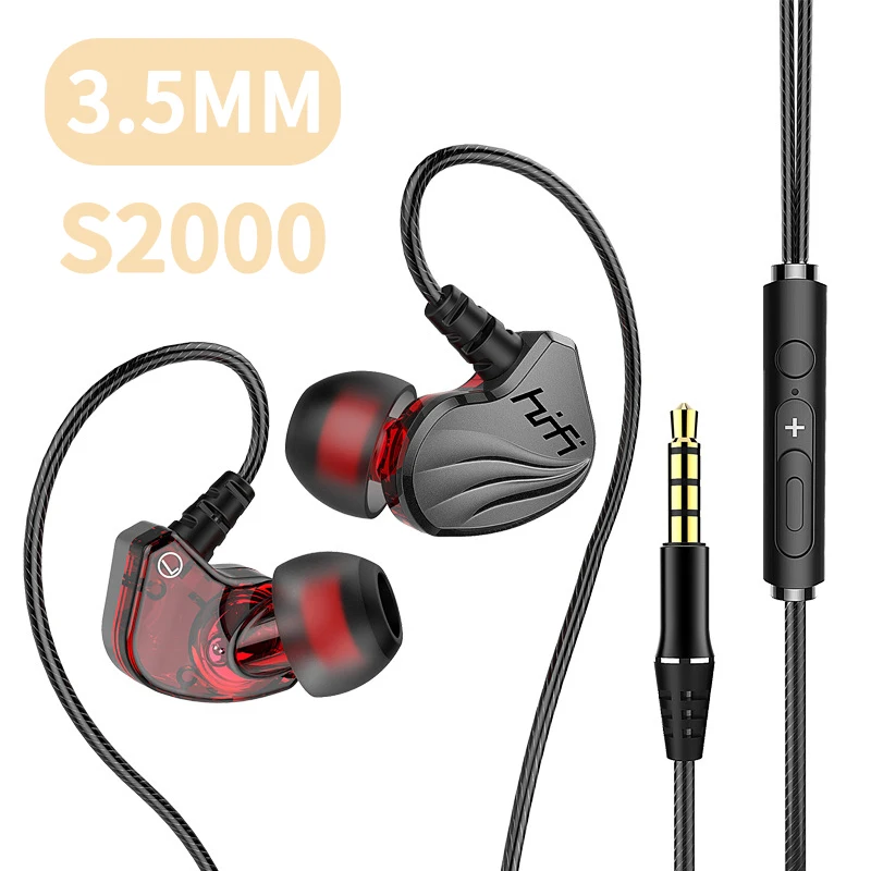 Enhanced Surround Sound Bass Waterproof In-Ear Wired Sports Headphones with Microphone