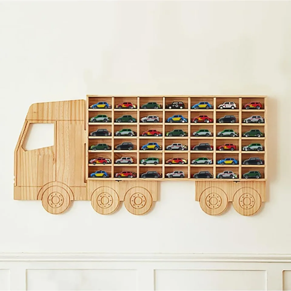 Wooden Toy Car Display Rack for 42 Cars