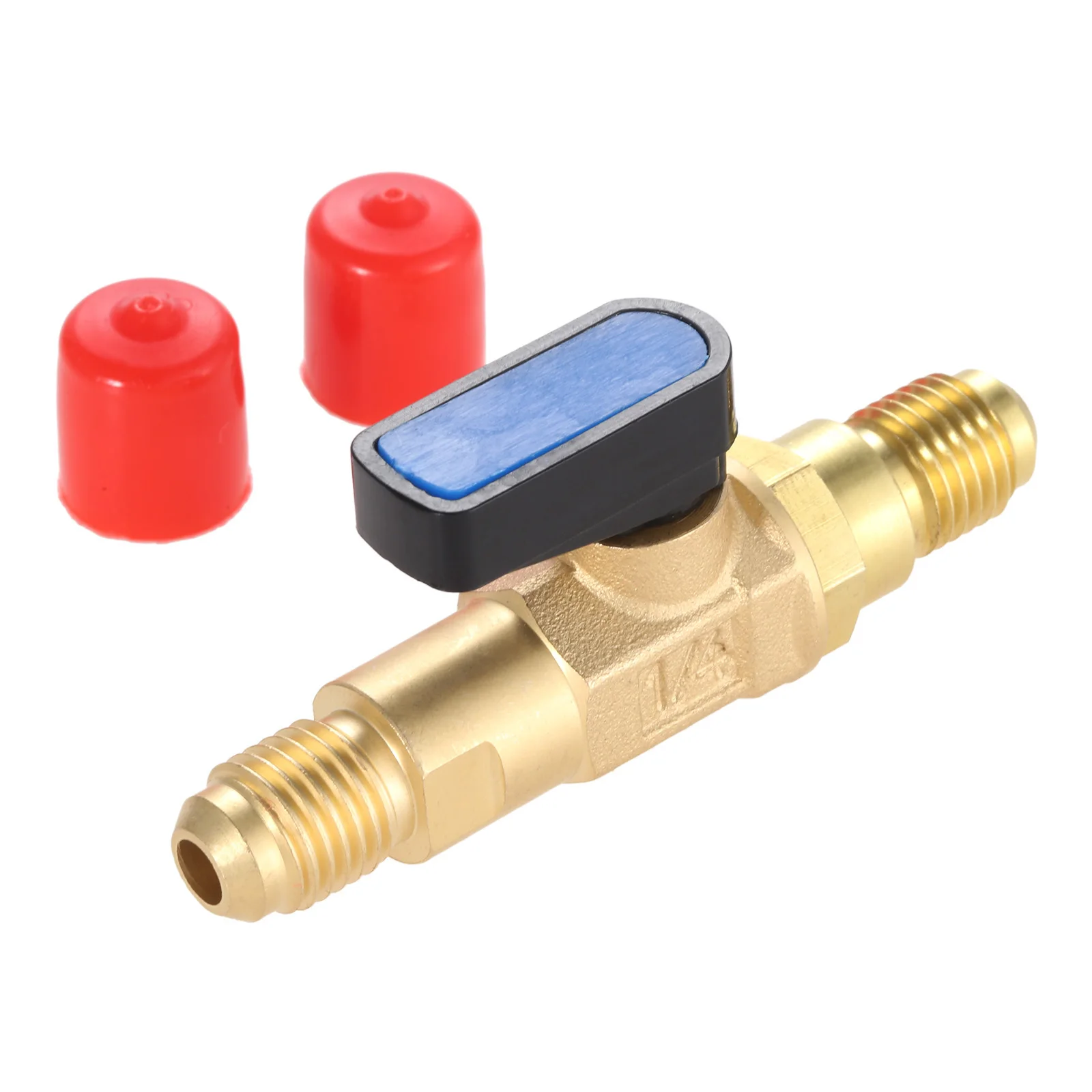 Air Conditioning Adapter Refrigerant Ball Valve Adapter 1/4" SAE Straight Shut-Off Valve For HVAC A/C Fit for R134A R22 R12 R410A