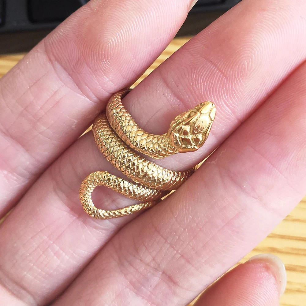 Gold Color Rings Couples Rings Stainless Steel Ring Finger Ring Gold Color Ring Animal Ring Simple Stainless Steel Snake Ring For Men Women Punk Hip Hop Fashion Couple Ring Men's Gold Color Jewelry