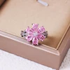 2023 Exquisite Zircon Women's Ring Pink Flowers Lady Engagement Ring Party Jewelry Peach Blossom Ring Fashion Jewelry For Women 5