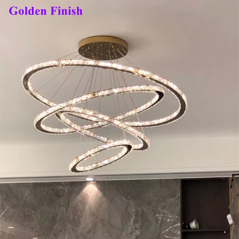 Moderner Kronleuchter mit LED-Kristall ring, Kristall lampe, Decken  leuchter, LED-Lampen ring, dimmbare Lampe mit Fernbedienung - AliExpress