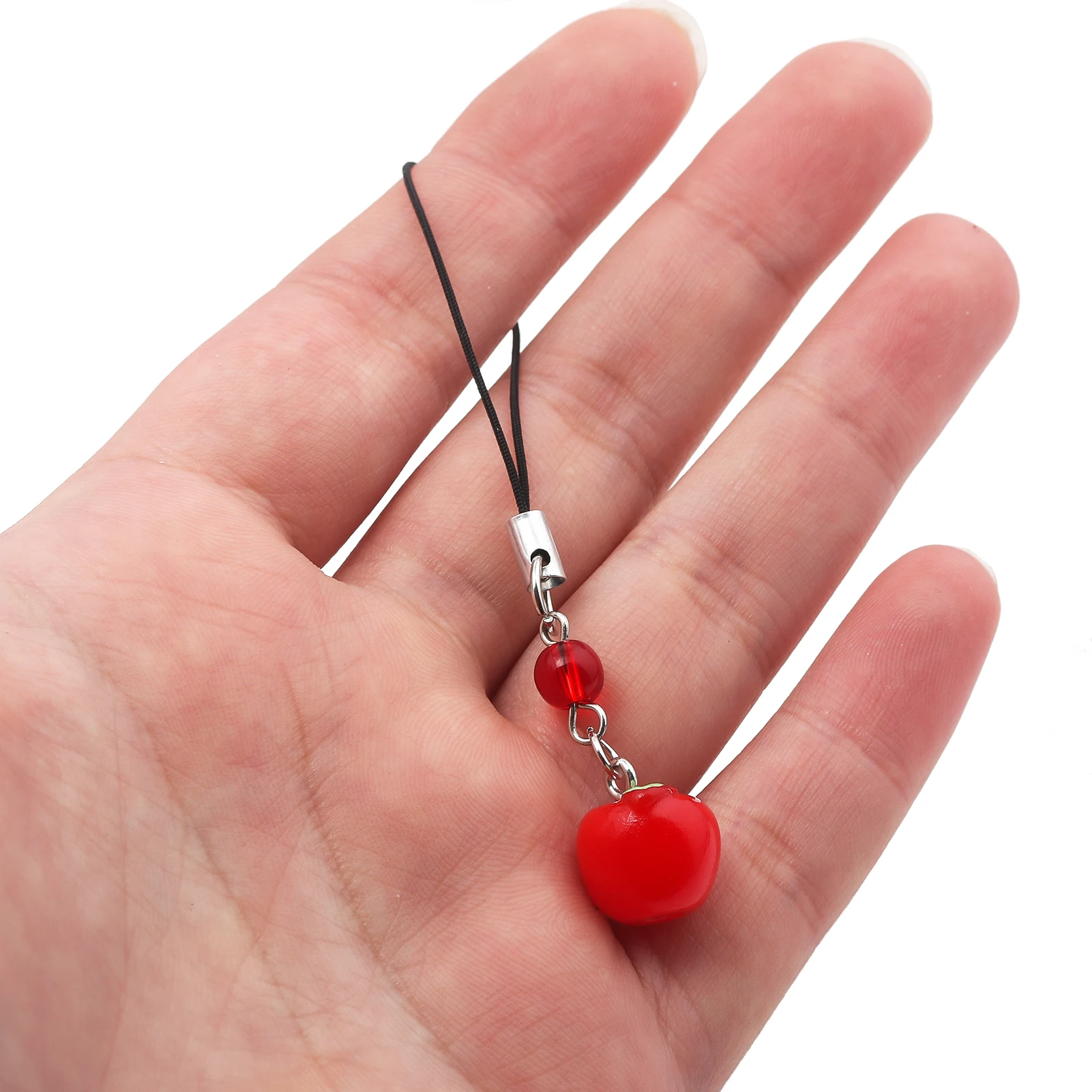 Eine Liebe und tiefer Raum, roter Apfel-Taschen-Anhänger, süße Frucht-Handykette, Männer und Frauen, Party-Accessoires, Geschenk, Paar-Schlüsselanhänger – Detail 2