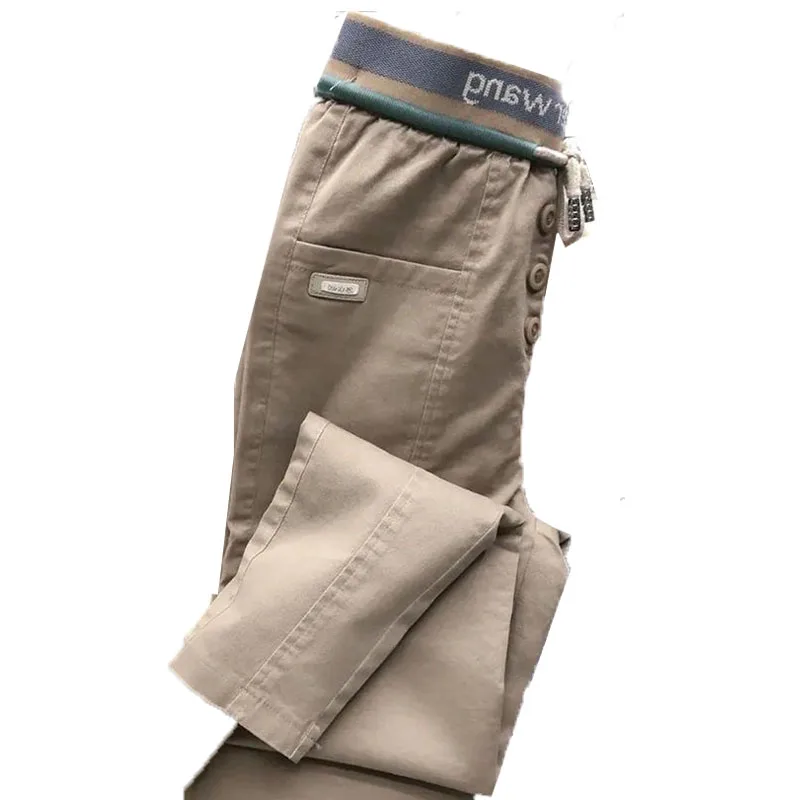 Autumn Winter Casual All-match Solid Cropped Pants Women's Clothing Fashion Commute Elastic Drawstring Straight Harem Pants