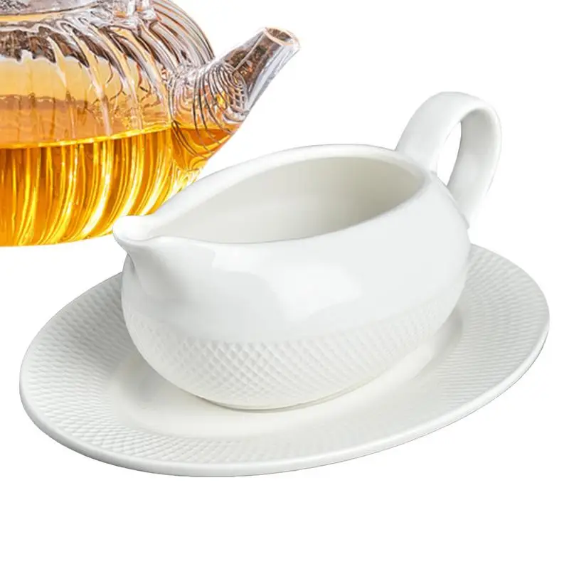 

Gravy Boat With Saucer Tableware Sauce Boat Kitchen Restaurant Bar Tool Dripless Lip Salt SpiceGravy Boat With Tray Dipping Bowl
