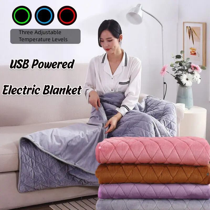 Electric Heated Blanket Plush Warm Shawl Usb Heating Warm Pad 3-Speed  Adjust Temperature Winter Large Full Size Thicker Blankets