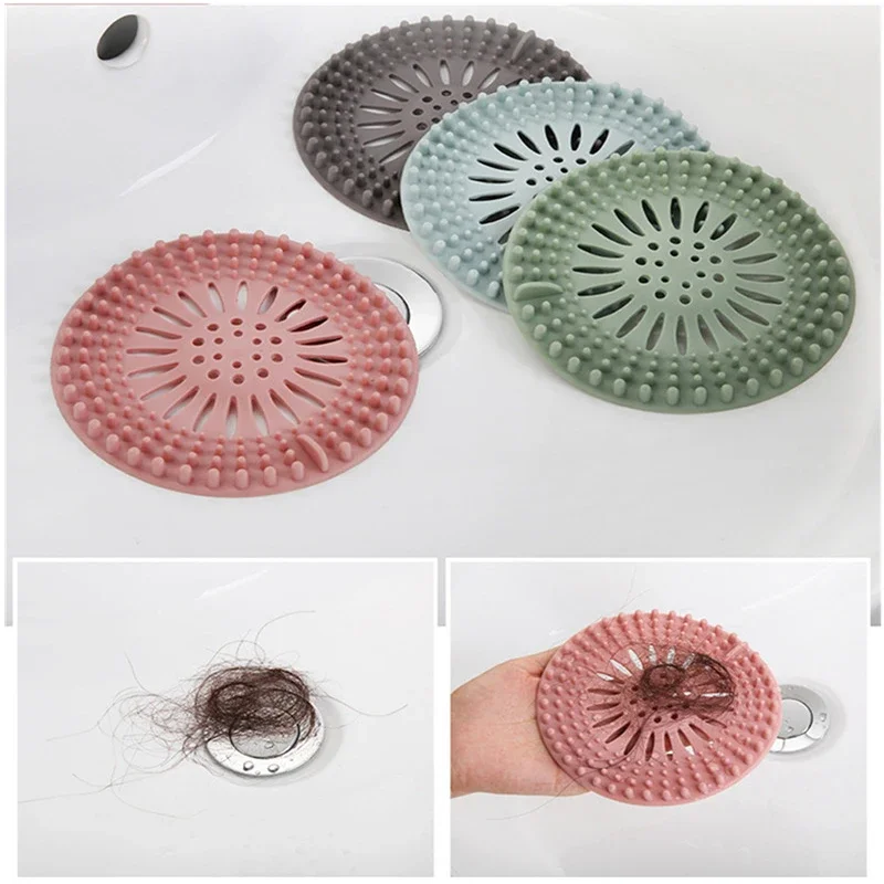 Hair Filter Strainer Hair Filter Sink Anti-blocking Strainer Bathtub Shower Floor Drain Stopper TPR Kitchen Deodorant Plug Bathroom Accessories