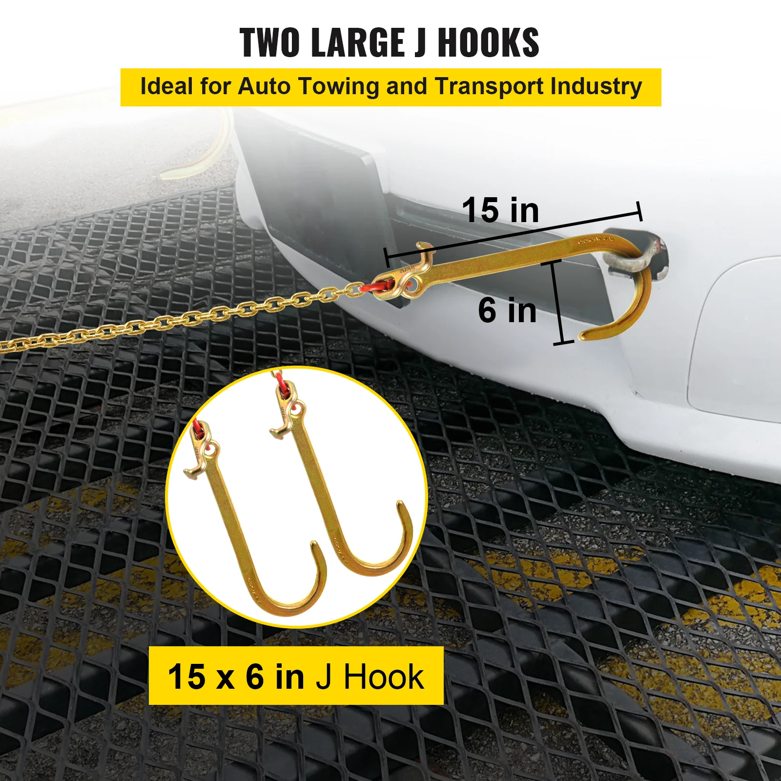 G80 Steel V Chain Bridle with J Hooks for Heavy Duty Towing