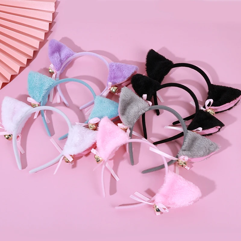 

Beautiful Masquerade Halloween Cat Ears Cosplay Cat Ear Anime Party Costume Bow Tie Bell Headwear Headband Anime Plush Hair Hoop