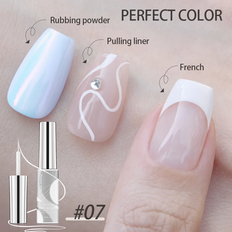 PERFECT COLOR Gel Liner Art Polish, 18 Farben 10ml Weiß Schwarz, Professioneller Nagellack, UV-LED-härtend, für French Tips DIY Heim- und Salonanwendung – Detail 13