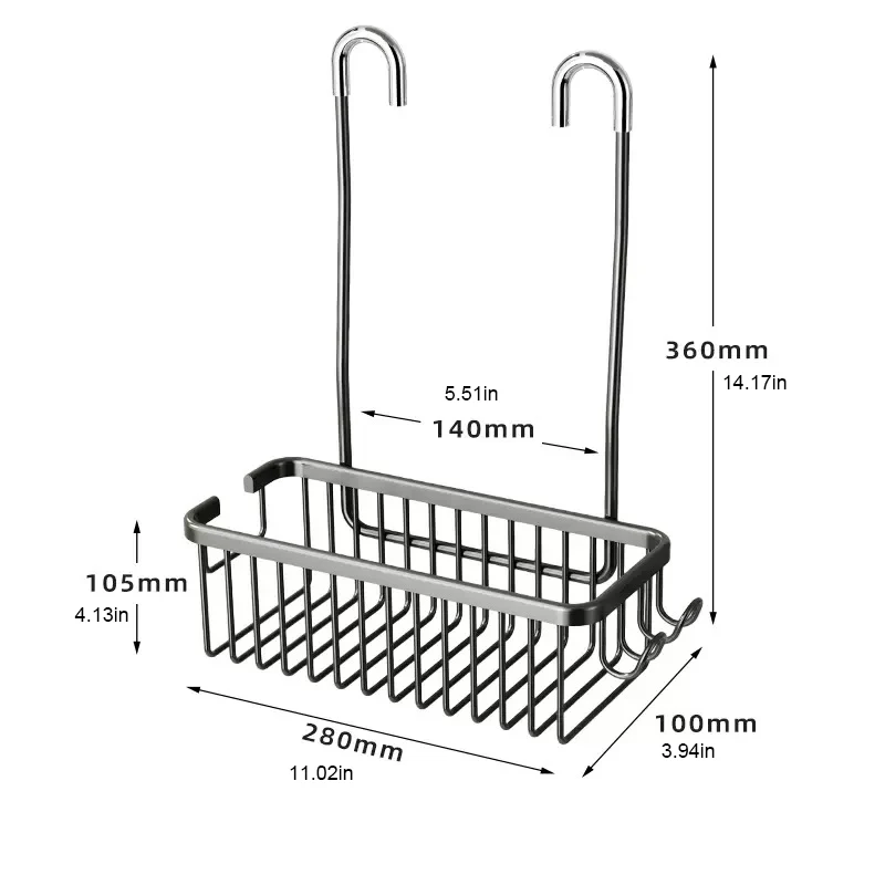 No Drilling Removable Shelf Aluminum Bath Basket Perforation-free Shampoo Rack for Bathroom Shelves For Shower Organizer Storage 5