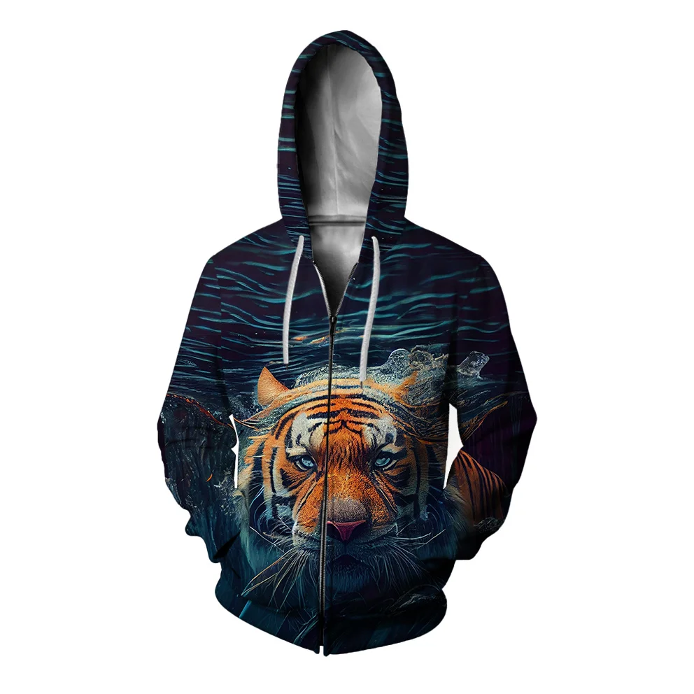 thumbnail image 1 of Sudadera con capucha moderna para hombre Bull Sudadera con cremallera Tiger Sudadera con capucha asequible con cremallera Ropa cálida para hombre Marcas Otoño, 1 of 4