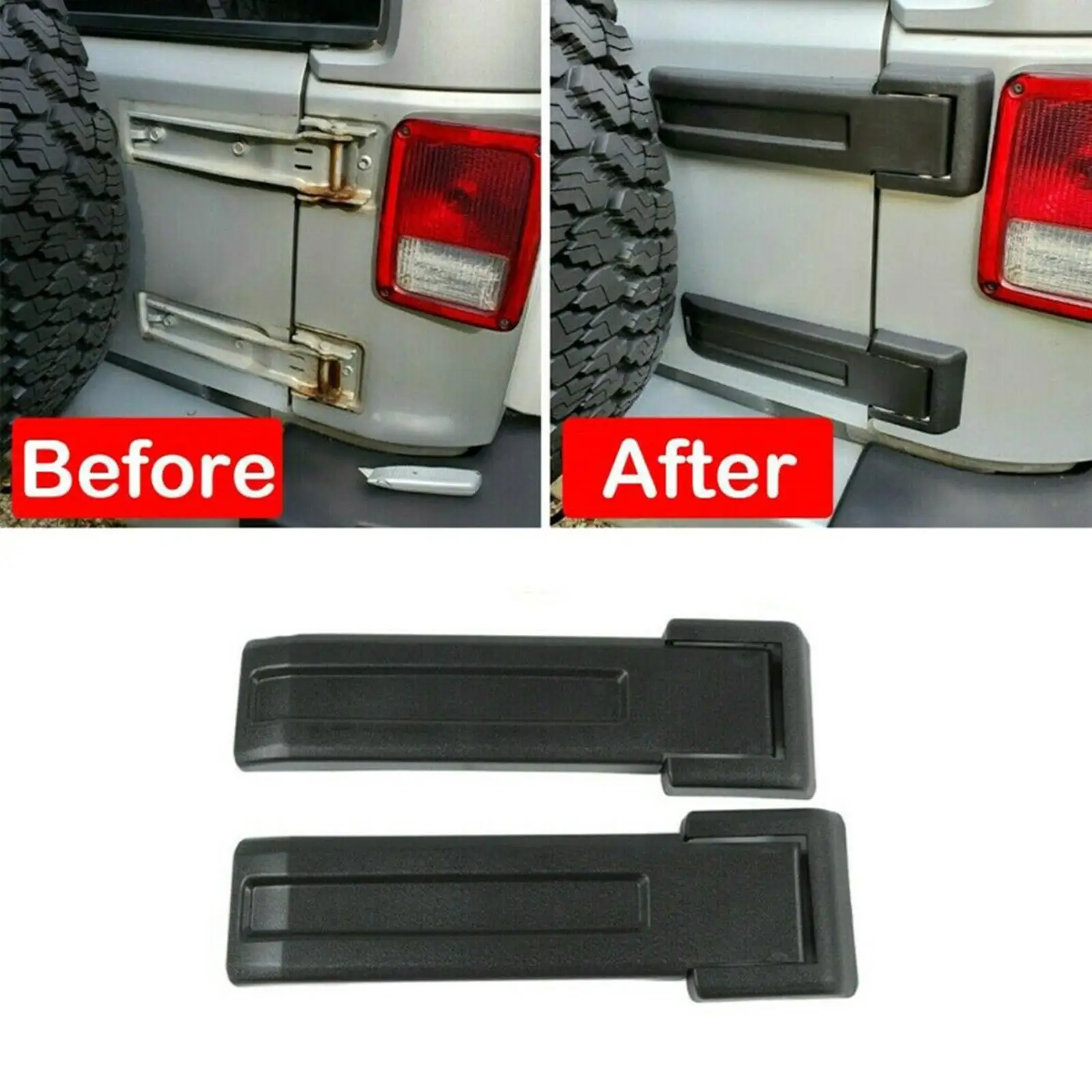 2x upper rear tailgate hinge portable accessories tailgate hinge covers trim for Jeep Wrangler JK Jku 55397091AC