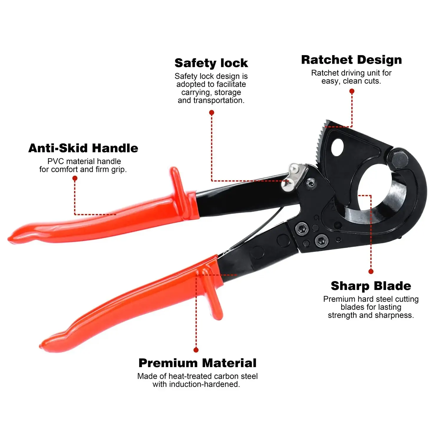 Wire Cutter 1pc Ratcheting Heavy Duty Electricians Cutting Aluminum Copper Soft Wire up to 600MCM HS-325A
