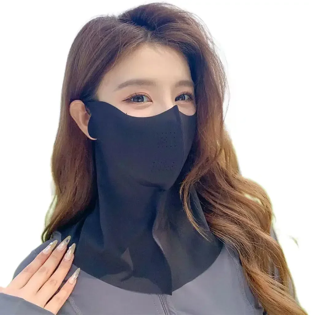 Breathable Ice Silk Full Face Sunscreen Mask - UPF 50+ UV Protection