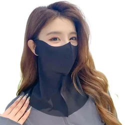 Breathable Ice Silk Full Face Sunscreen Mask - UPF 50+ UV Protection (Black)
