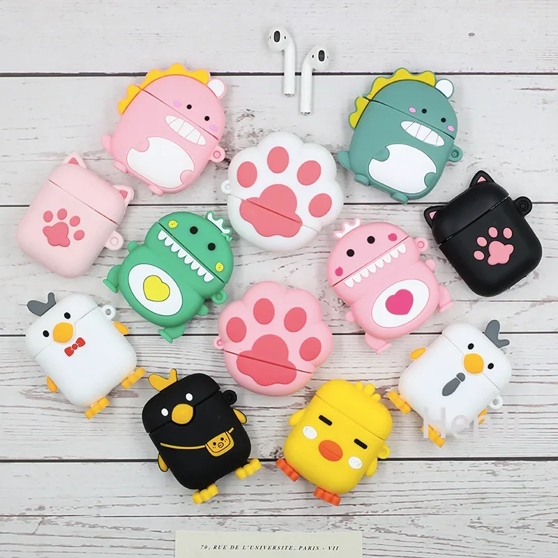 Custodia In Silicone 3D Coque Super Cute Dinosaur Per Air Pod 1 2 Cover Per Auricolari Per Apple Airpods Custodie In Silicone Funda