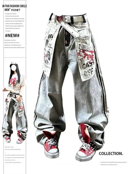 2025 Autumn Winter Women's Denim Pants Y2K Low Rise Stacked Jean Harajuku Goblin Core Cowboy Japanese Wide Fit Baggy Grunge Men 1