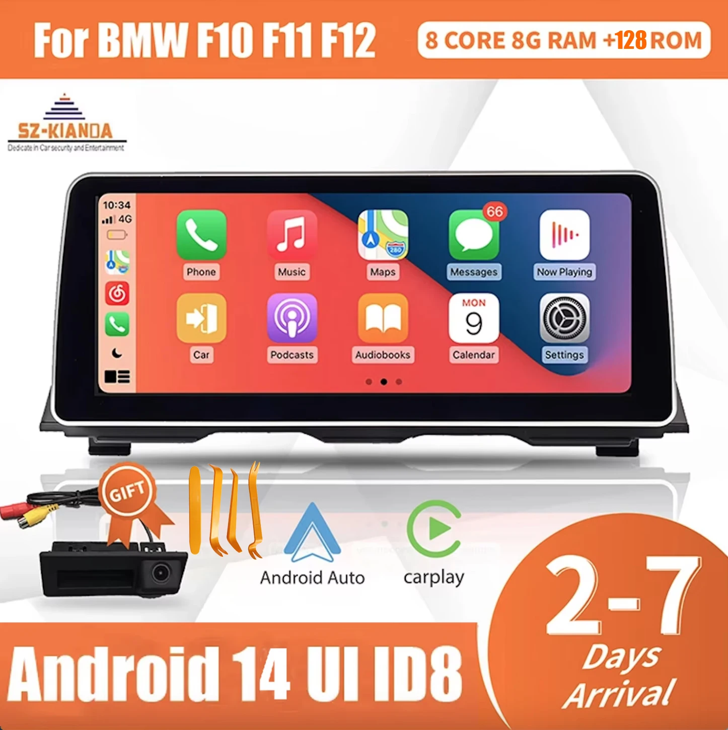 Car Radio 12.3" Wireless Carplay Android Auto Multimedia System Screen GPS Navi WIFI 4G for BMW 5 Series F10 F11 F12 CIC NBT