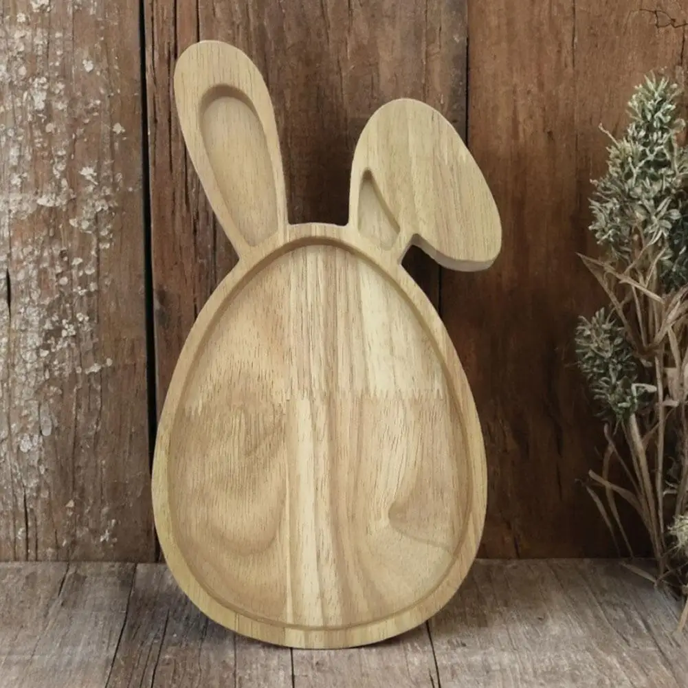 Easter Bunny Tray Wood Food Plate Fruit Serving Bread Display Wooden Spring Decor Kids Child Cake Decorations Easter Supplies