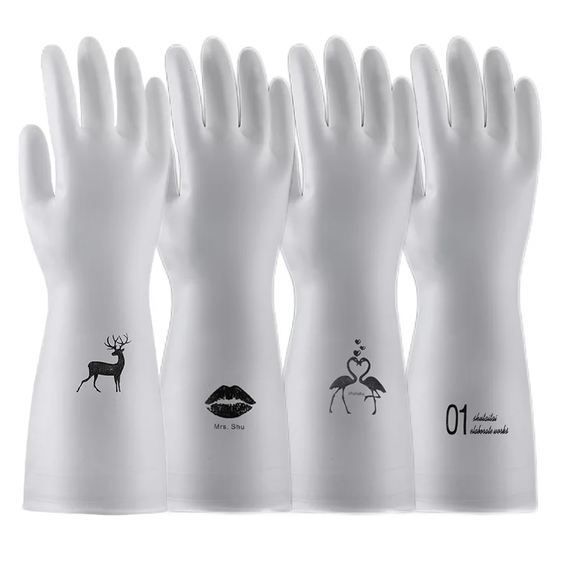 

Waterproof Housework Cleaning Gloves Kitchen Cleaning Print Latex Laundry and Dishwashing Gloves Wear-resistant Rubber Gloves