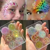 6jars/set Face/Eye Glitter Gel for Kids Sparkling Sequins Cream for Eyeshadow Face Hair Body Halloween Party Eye Decorations 1