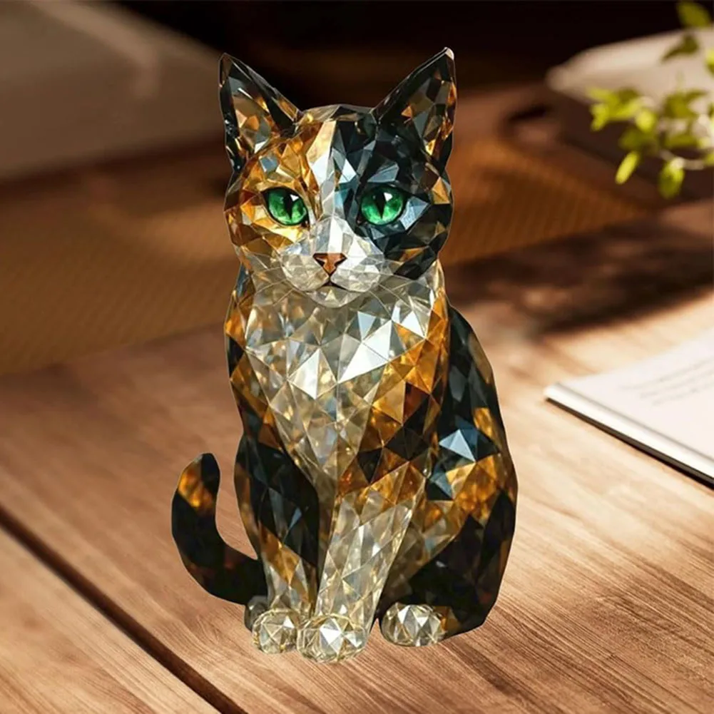 Creative Fake Crystal Resin Painted Animal Statue Mini Collectible Art Clear Statue Home Office Desktop Decoration Ornament