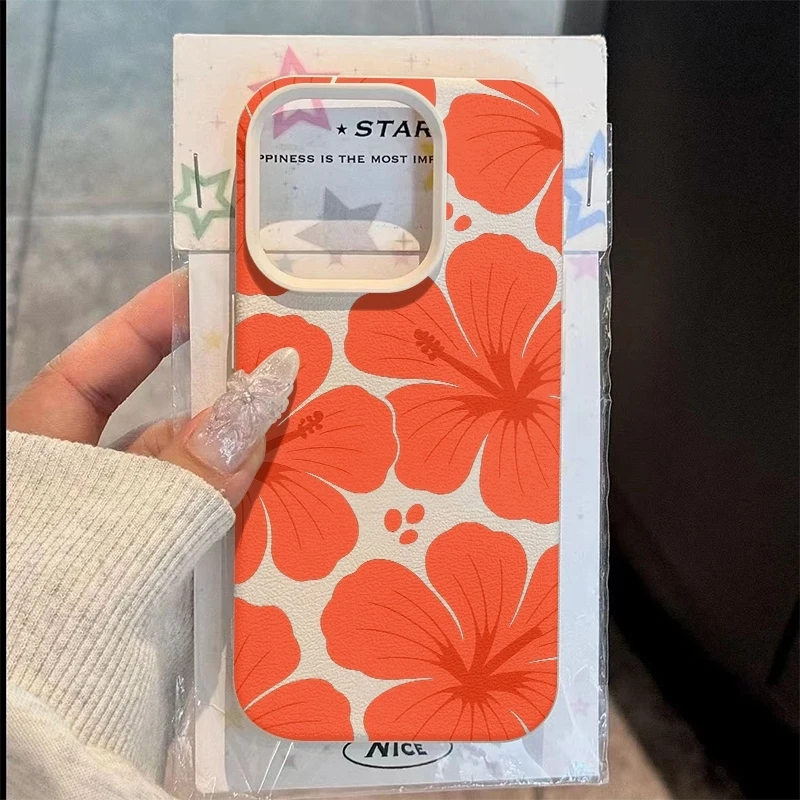 Orange Hawaiian Floral Pattern Phone Case Cover