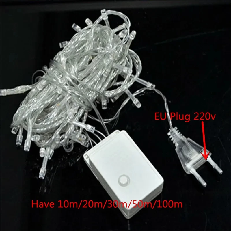 Luces decorativas de hadas para fiesta de bodas y Navidad, lรกmpara impermeable con enchufe de estrella centelleante, cadena de luces de 10m, 20m,