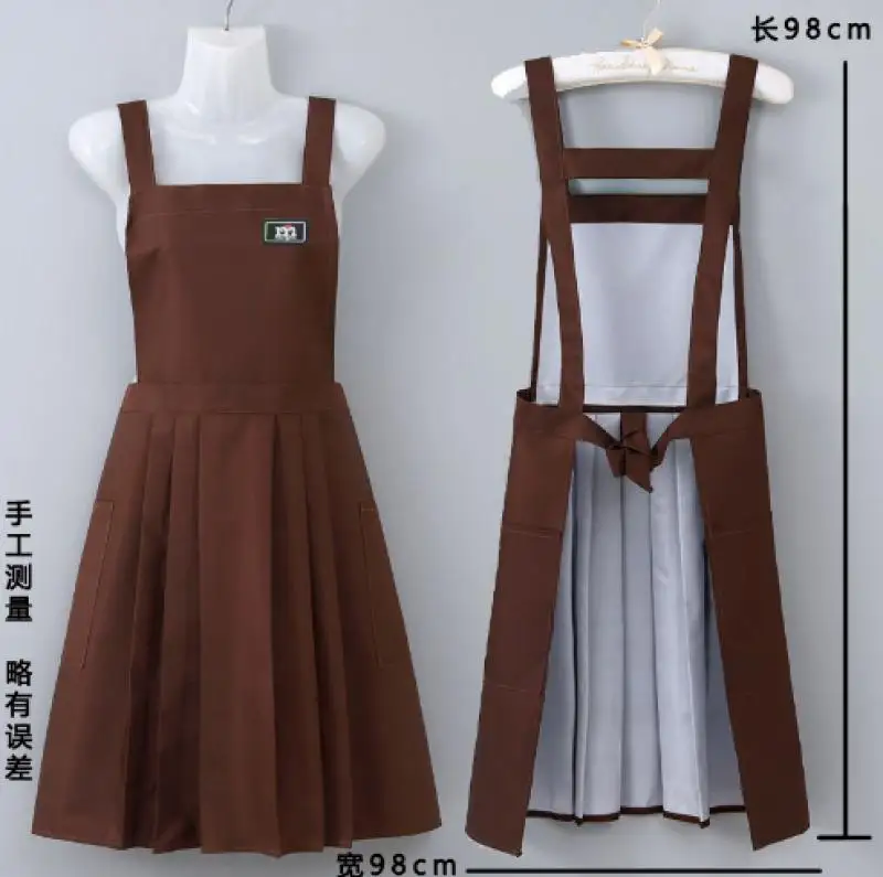 1Pc Waterproof Oil Resistant Pleated Apron Women Summer Restaurant Kitchen Fashion Work Clothes Dirt Resistant Apron