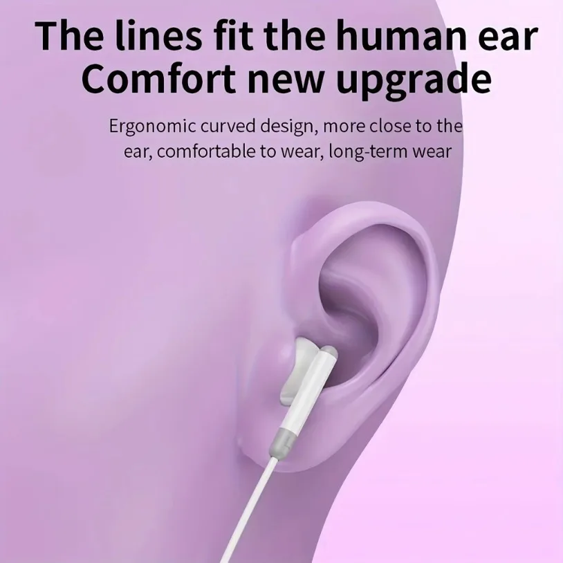 New Half in Ear Wired Earphones With Microphone 3.5mm/Type C For iPhone 16 15 Android Samsung S24 S23 Xiaomi 15 Gaming Headphone