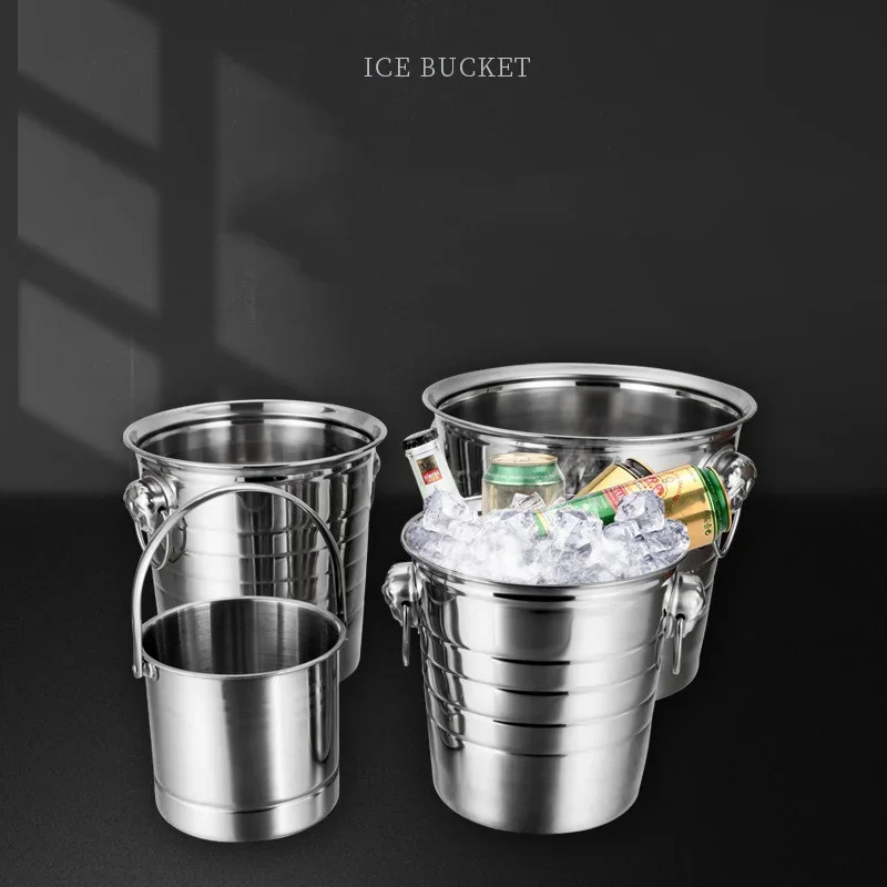 1/3/5L Stainless Steel Ice Bucket champagne Wine Cooler Ice Maker Bucket For Bar Parties Chilling Beer Snack Container ice bucket