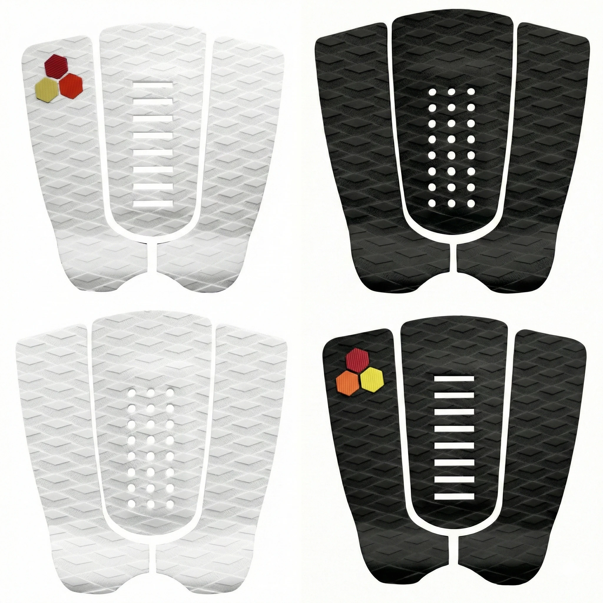 8/24hole 3PCS Diamond EVA Foam Surfboard Traction Pad Non Slip Deck Grip Pad with Tail Kick for Shortboard Fish Surf Board Pad