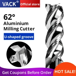 VACK HRC62 High Gloss Aluminum Milling Cutter U Groove 3 Flute Mirror Polished End Mill CNC Alloy Tungsten Steel Router Bits