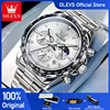 OLEVS 2945 Watches For Men Original Fashion Quartz Wristwatch Waterproof Luminous Moon Phase Date Chronograph New Reloj Hombre