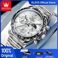 OLEVS 2945 Watches  For Men Original Fashion Quartz  Wristwatch Waterproof Luminous Moon Phase Date Chronograph New Reloj Hombre